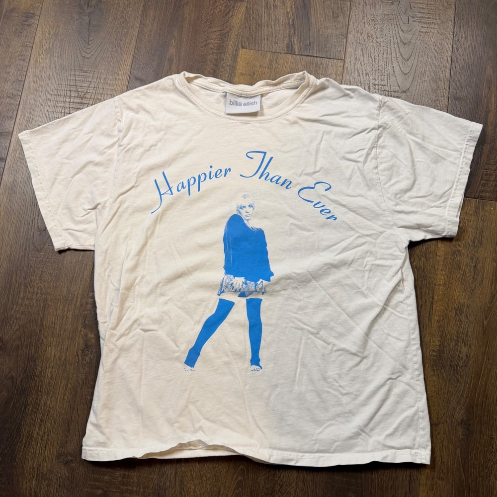 Billie Eilish Happier Than Ever World Tour 2022 T Shirt White Size L